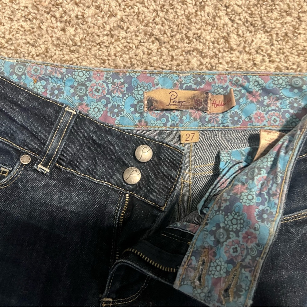 PAIGE Hidden Hills Women's Indigo Jeans with Floral Lining